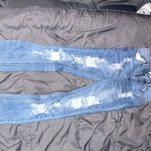 Ripped Skinny Wax Jeans